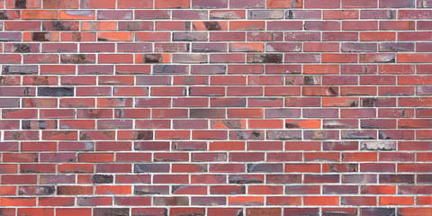 Obraz premium Red Old Worn Brick Wall Texture Background. Vintage Effect. Web Banner And Panoramic.