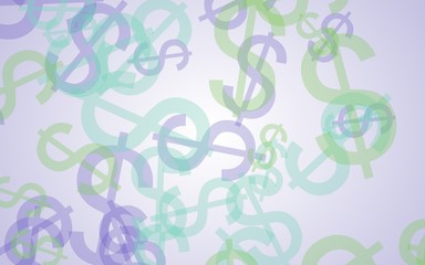 Multicolored translucent dollar signs on white background. 3D illustration