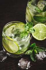 Cold summer cocktail with mint and
