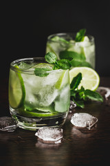 Cold summer cocktail with mint and