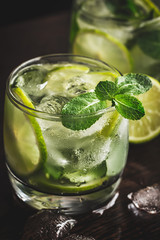 Cold summer cocktail with mint and