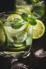 Cold summer cocktail with mint and