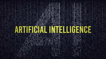 AI Artificial Intelligence computer code title logo with a blue and yellow color grade