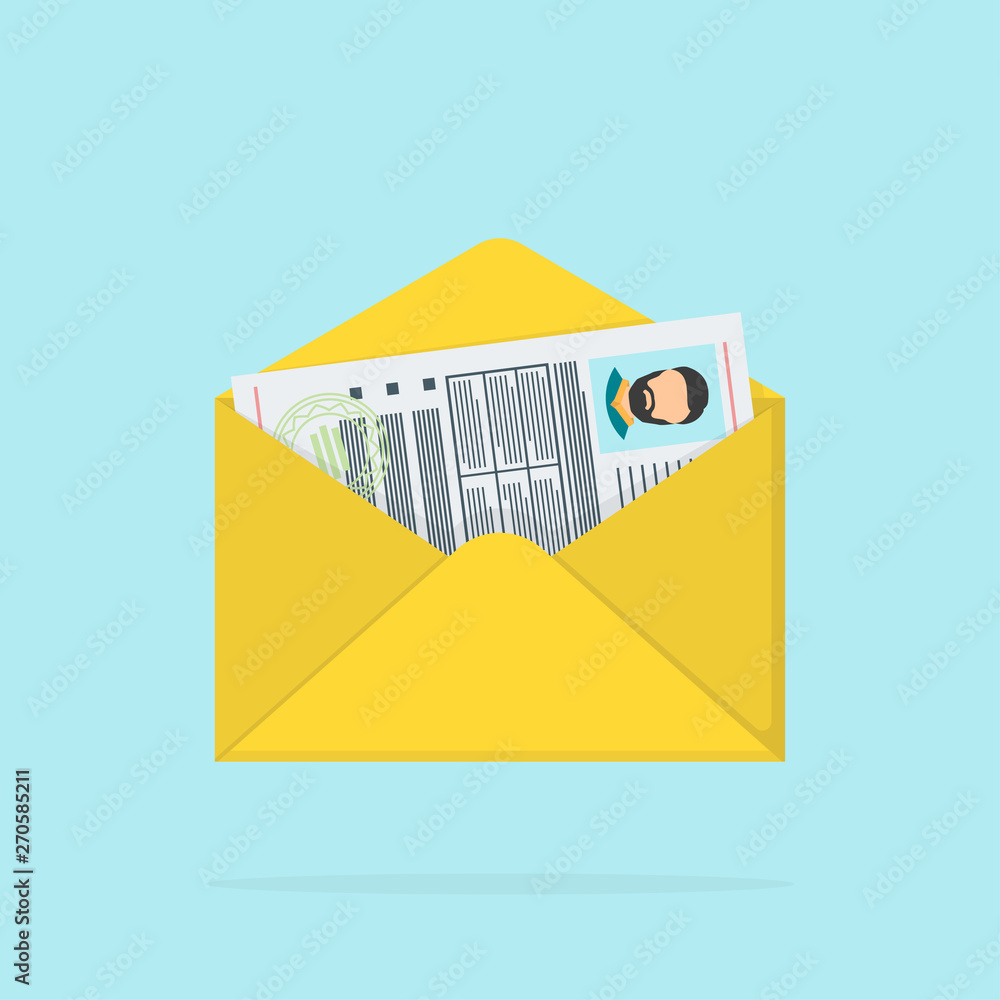 Poster envelope with abstract document color icon, vector