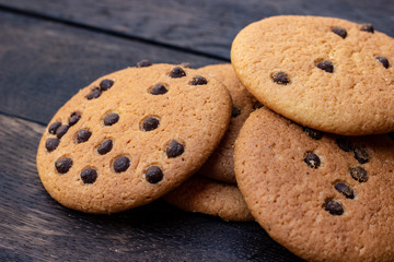 Cookies on oak dark texture