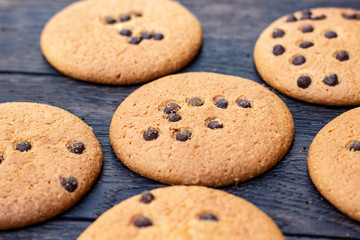 Cookies on oak dark texture