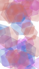 Multicolored translucent hexagons on white background. Vertical image orientation. 3D illustration