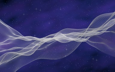 Abstract purple-blue starry background. White cyberspace grid. hi tech network. Outer space. Starry outer space texture. Deep space. Universe. 3D illustration