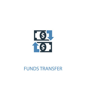 Funds Transfer Concept 2 Colored Icon. Simple Blue Element Illustration. Funds Transfer Concept Symbol Design. Can Be Used For Web And Mobile UI/UX