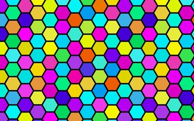 Honeycomb many color, multicolored. Isometric geometry. 3D illustration