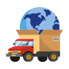 truck with a big box in the back vector illustration