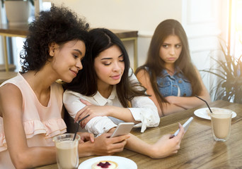 Girl offended that her friends take a selfie without her