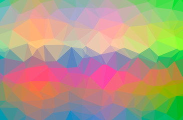 Illustration of abstract Blue, Green, Orange horizontal low poly background. Beautiful polygon design pattern.