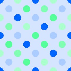Blue and green shades polka dots seamless pattern vector