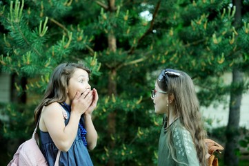 Two kid girls in the park