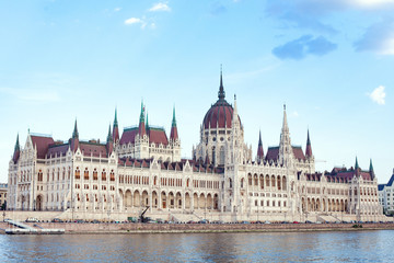 Fototapeta na wymiar Budapest. Hungary. view of the parliament building on a sunny day