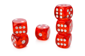 red dice isolated on white background