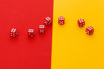 Gaming dice on color background