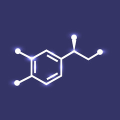 Noradrenaline shining vector icon on dark background