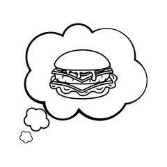 hamburger into a speech bubble black and white