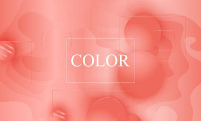 Coral color background. Fluid shapes pattern.
