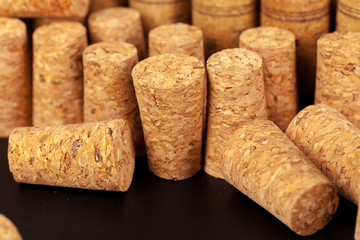 Close up of cork wine on a wooden table