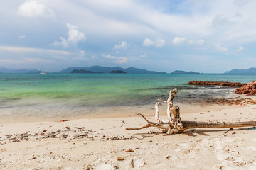 White sand and blue sky in tropical beach in  Koh Wai island, Trat province,Thailand