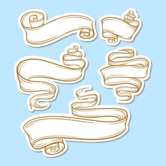 Vintage scrolls and ribbons decorative stickers set.