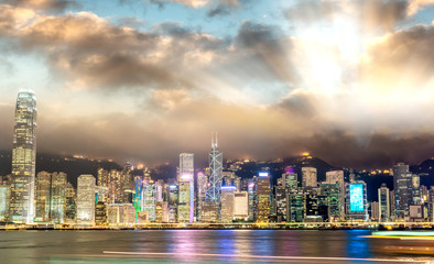 Fototapeta na wymiar Hong Kong city skyline from Kowloon at night