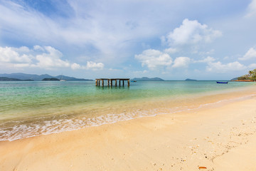 White sand and blue sky in tropical beach in  Koh Wai island, Trat province,Thailand