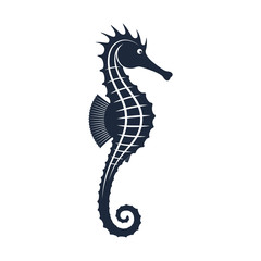 Seahorse graphic icon. Seahorse black sign isolated on white background. Sea life symbol. Tattoo. Logo. Vector illustration © archivector