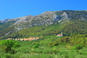 Naklejka premium Picturesque village Pitve on Island Hvar in Croatia