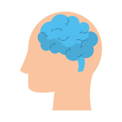 Human head silhouette with brain symbol Vector illustration