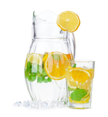 jug of lemonade isolated on white background