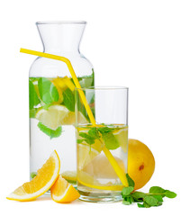 delicious and juicy lemonade isolated on white background