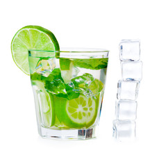 cold fresh lemonade. Isolated on white background with clipping path