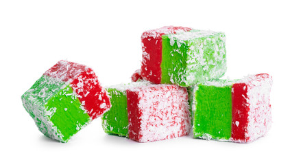 Tasty Turkish delight isolated on white