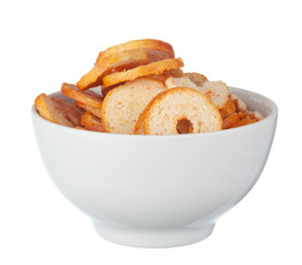 crackers pile on white background