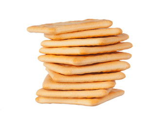 crackers pile on white background