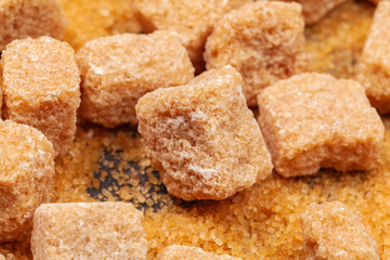 Rock sugar on dark background close up