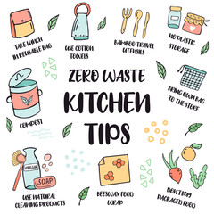 Zero Waste lifestyle. Tips suggestions for kitchen