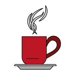 Hot coffee mug on dish