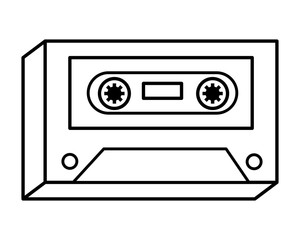Pop art music cassette vintage cartoon in black and white