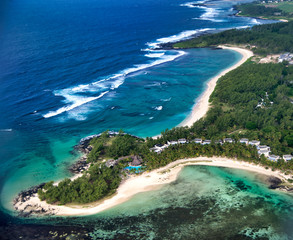 Ile De Deux Cocos aerial view in Mauritius
