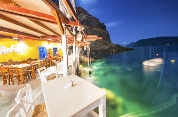 Sunset skyline of Oia, Santorini Island, Greece