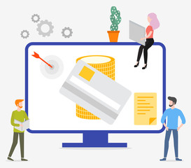 People using online banking service. Finance