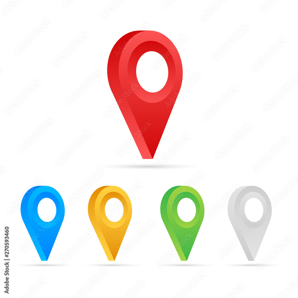 Poster Set of map pointers on white background. Vactor stock illustration.
