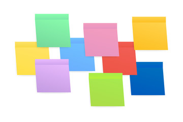 Sticky colored notes. Post note paper. Vector stock illustration.