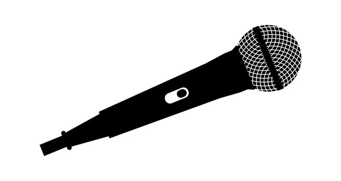 Microphone vector on white background. Mic silhouette. Music, voice, record icon. Recording studio symbol. Flat stye vector illustration