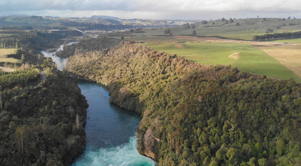 Fototapeta na wymiar Huka Falls, New Zealand. Aerial view from drone